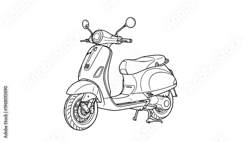 Minimalist scooter line art vector illustration