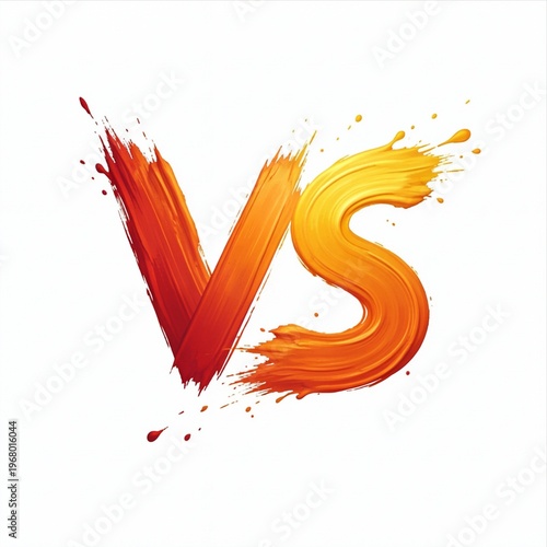 Versus Logo with Vibrant Red and Yellow Brush Strokes for Competition
