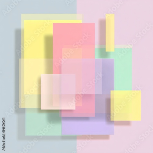 Background of square shapes in pastel geometric colors, image with copyspace