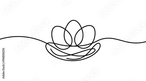 Nest with three eggs in a single line drawing