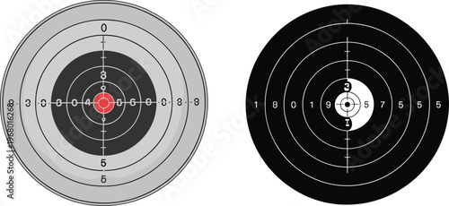 Shooting target icon vector set with scoring rings, aim practice board illustration design