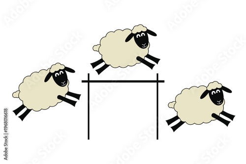 Sheep Jumping Over Hurdle Cartoon illustration