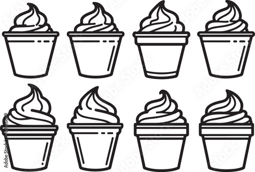 Set of eight ceramic vases with twisted rope patterns on display Vector