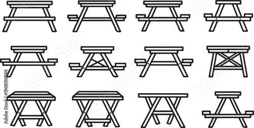 A collection of various wooden chair designs from simple to intricate styles Vector