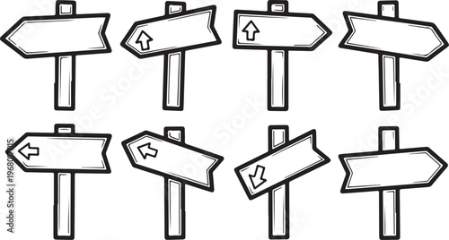 Illustration of various table shapes and orientations in a minimalist style Vector