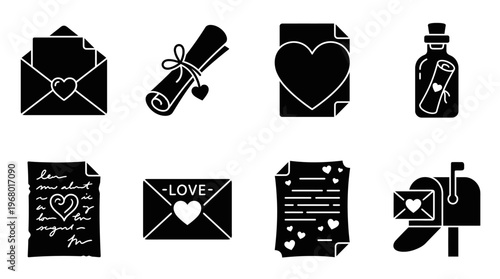 Love Communication Vector Icons for Romance and Digital Design