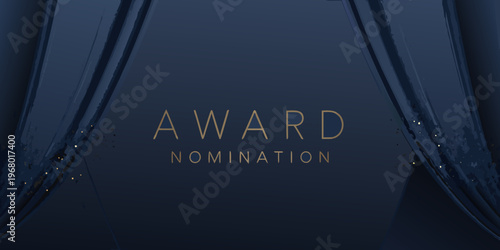 Elegant dark blue background with the word award nomination displayed