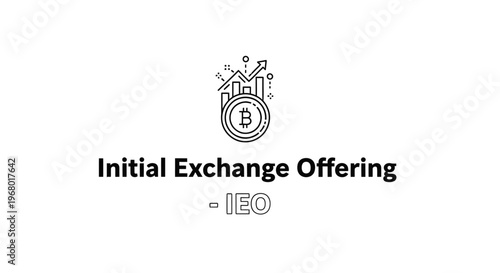 Initial Exchange Offering (IEO) concept with Bitcoin and growth chart icon.