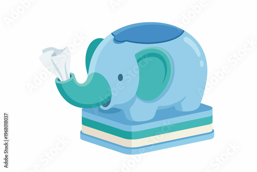 A fun and colorful tissue box designed in the shape of an elephant, featuring a playful design that brings joy to kids' rooms and adds a cheerful touch to any decor.