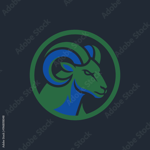 A clean and modern ram logo representing a strong brand identity, suitable for various applications including sports teams or businesses looking for a distinctive visual presence.