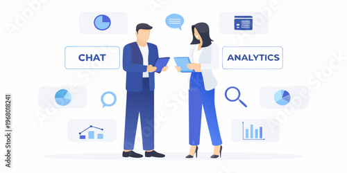 Business professionals discussing data analysis and communication strategies