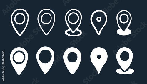 maps location place map pin icons pointer round hand drawn doodle vector icon pack