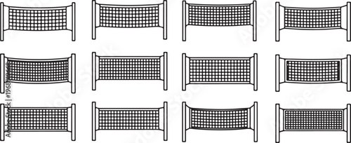 Grid-based diagrams showing various shapes and lines with shaded areas Vector