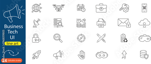Business Tech and UI Design Vector Icons