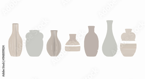 Minimal Nordic vases with subtle geometric patterns in soft neutral tones