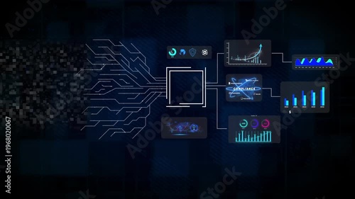 Machine Learning Technology Interface with Digital Dashboard Animation