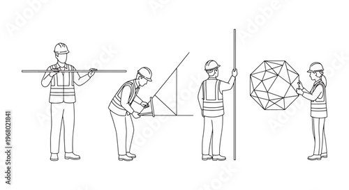 Tableau sur toile Construction Team Vector – Editable CAD Workers & Professionals Pack