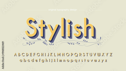 A stylish font design with alphabet letters on a beige background