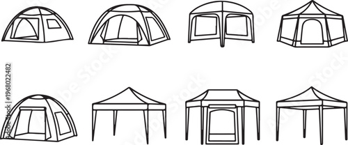 Architectural drawings of various house styles and roof designs Vector