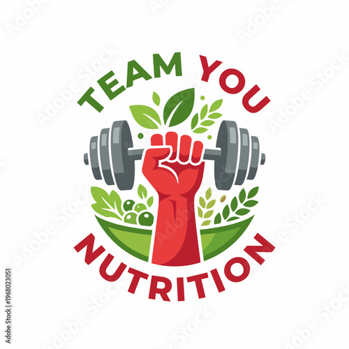 A powerful image depicting a strong hand lifting weights, surrounded by fresh greens and plants, symbolizes the commitment to fitness and healthy nutrition for an inspiring lifestyle.