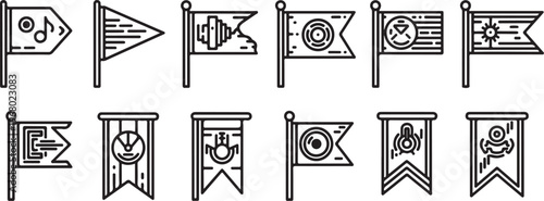 Illustrated icons representing various everyday activities and objects Vector