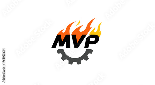 MVP logo with flame design element.