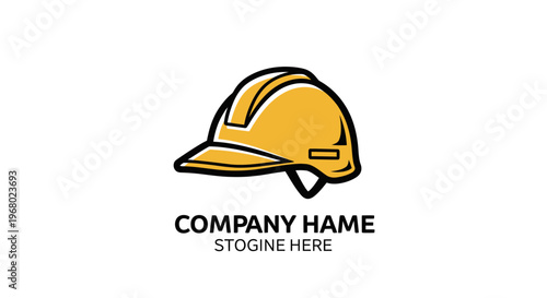Yellow hard hat logo template design.