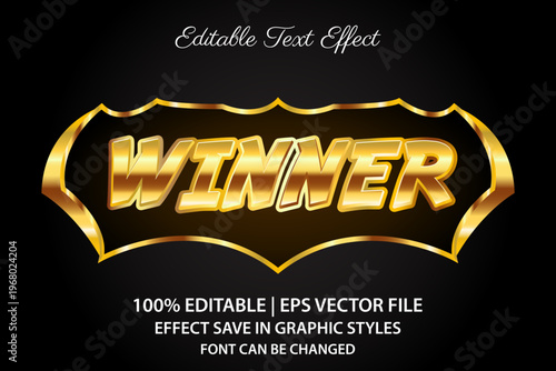 winner gaming editable text effect 3d style