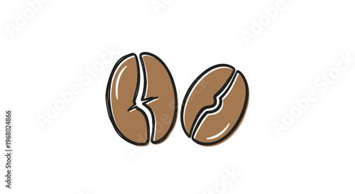 Illustration of two brown coffee beans.
