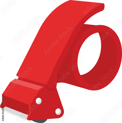 2 Inch Handheld Tape Dispenser Flat Illustration. Manual Plastic Packaging Sealer Tool Isolated on White Background