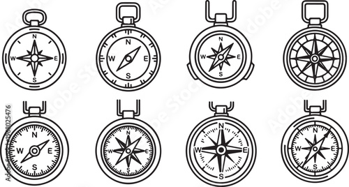Illustration of various antique pocket watches with different dial designs Vector