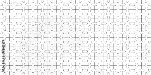 A completed jigsaw puzzle with a predominantly white abstract pattern