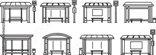 Architectural line drawings showing different styles of window frames Vector