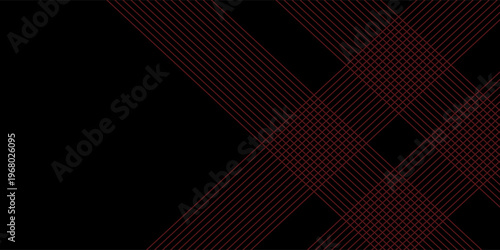 Red and black vector 3d futuristic tech glow and shinning line simple modern abstract banner. Vector