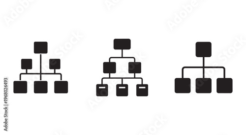 Three different flowcharts with various interconnected boxes and lines on a white background  business process diagrams