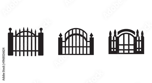 Three different iron gate designs with various arch and spike styles for fencing and security purposes  home and garden decoration ideas