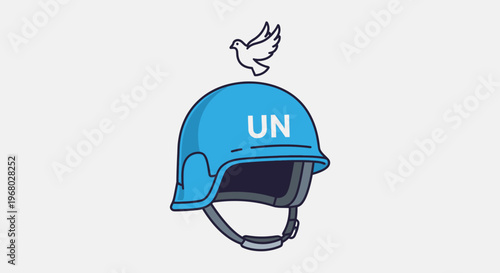 UN Peacekeeper Helmet with Dove Illustration