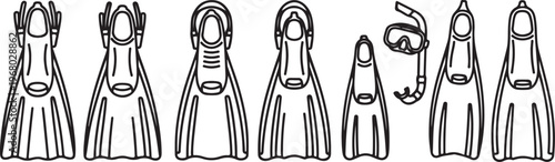 Line drawing collection of stylish women in various dresses and poses Vector