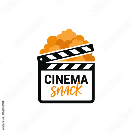 An artistic representation of popcorn in a clapperboard, symbolizing the perfect cinema snack, evoking fun and enjoyment associated with watching movies and events.