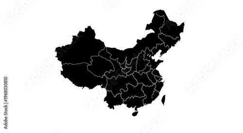 china map vector illustration with provinces outlined