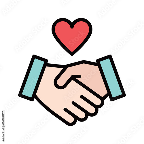 握手とハートマークのアイコン 愛・信頼・安心