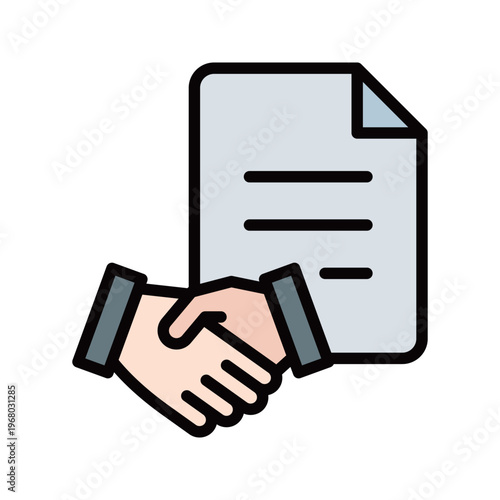 握手と契約書のアイコン