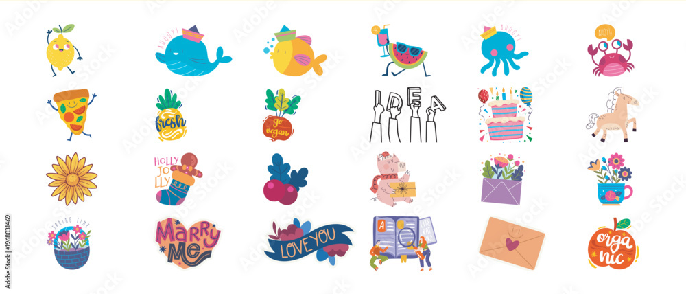 Fototapeta premium Collection of Cute and Whimsical Cartoon