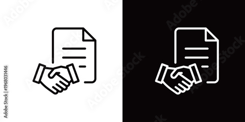 握手と契約書のアイコン