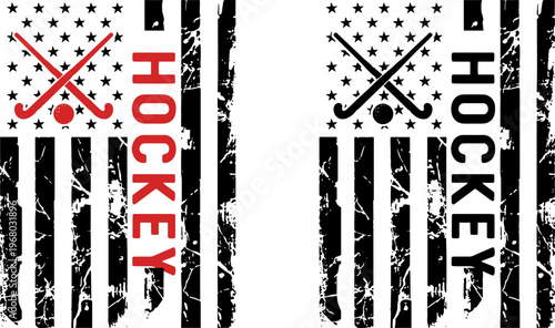 Hockey USA Flag T-shirt Design Vintage Sports