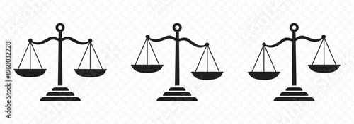 Elegant Justice Scale Vector Icons – Minimal Law Balance Symbols, Legal Equality Concept, Courtroom and Judiciary Design Elements, Modern Clean Icon Set Collection