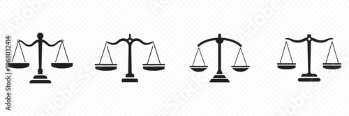 Minimal Justice Scale Icon Set Collection – Modern Law Balance Symbols, Legal Equality Concept, Court Justice System, Lawyer and Judge Tools, Clean Professional Vector Illustration Pack