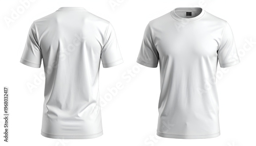 Front and back views of a white crew neck t-shirt. The garment is smooth, wrinkle-free, and plain