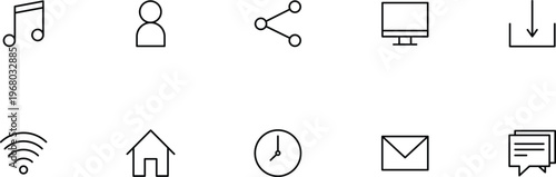 Set of simple line icons minimalist vector symbols for web 