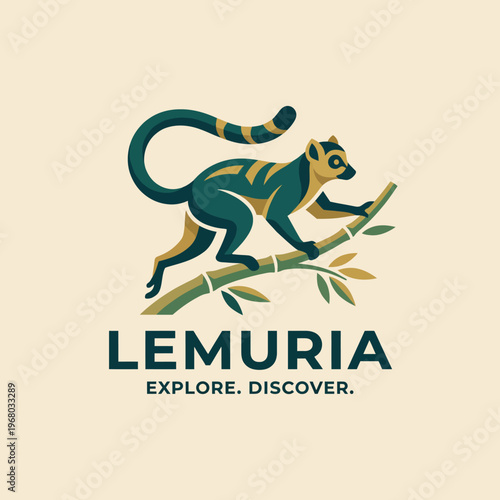 This image showcases a playful lemur climbing on a bamboo branch, embodying exploration and discovery, ideal for brands promoting adventure or wildlife conservation.